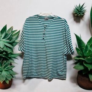 Basic Editions Green and white striped Shirt